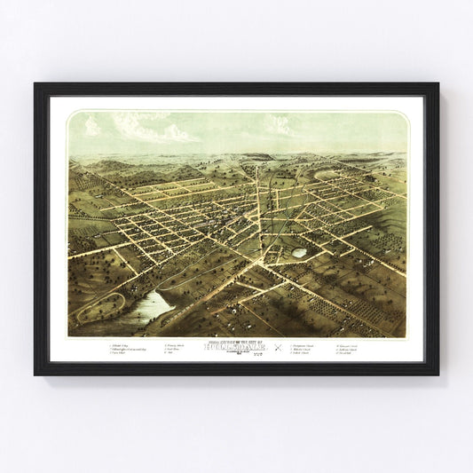vintage map of Hillsdale, Michigan, 1866