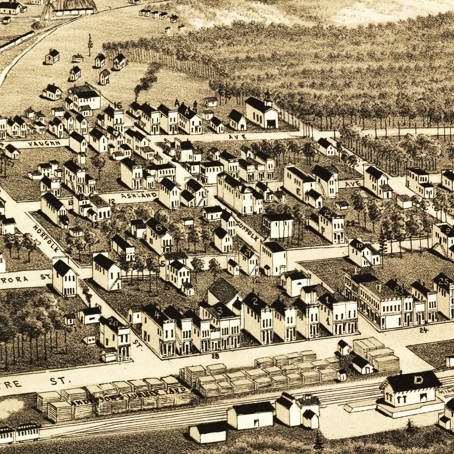 Vintage Map of Ironwood, Michigan, 1886