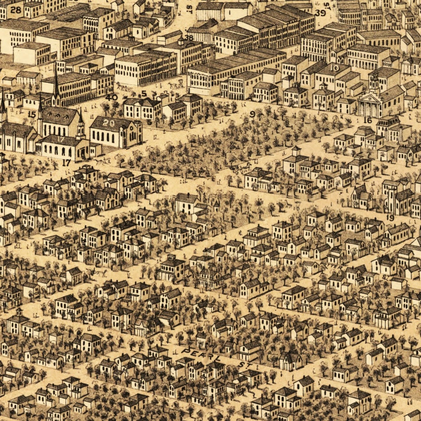 Vintage Map of Kalamazoo, Michigan, 1874