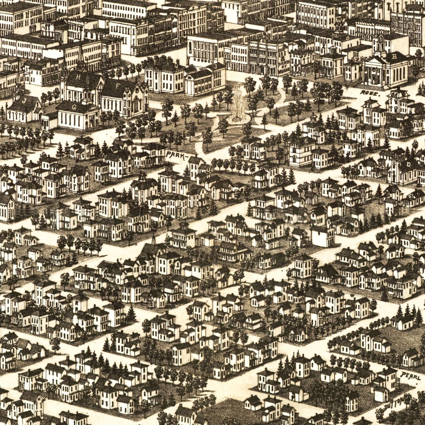 Vintage Map of Kalamazoo, Michigan, 1883