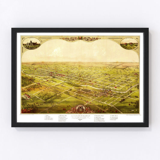 Vintage map of Lansing, Michigan, 1866