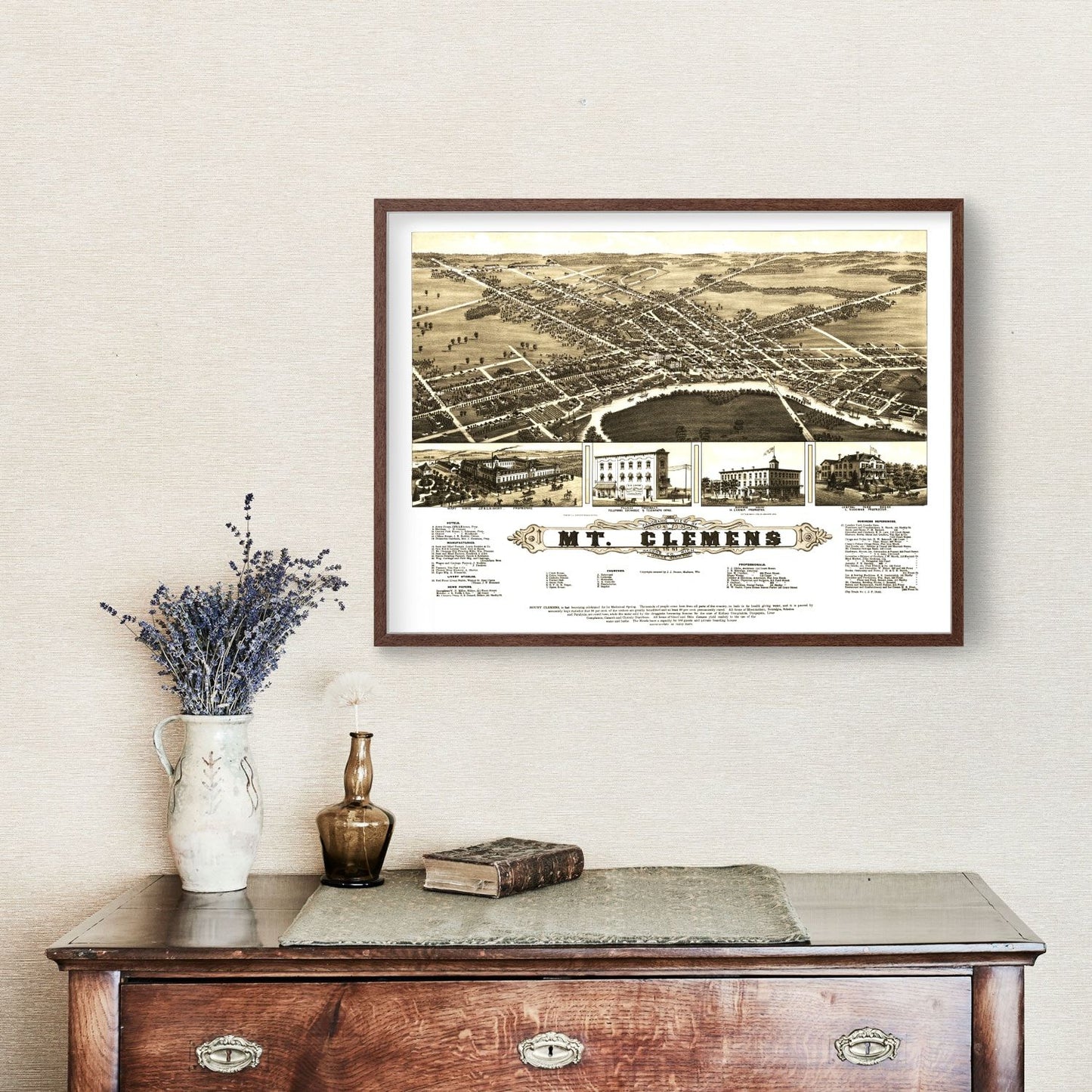 Vintage Map of Mt. Clemens, Michigan, 1881