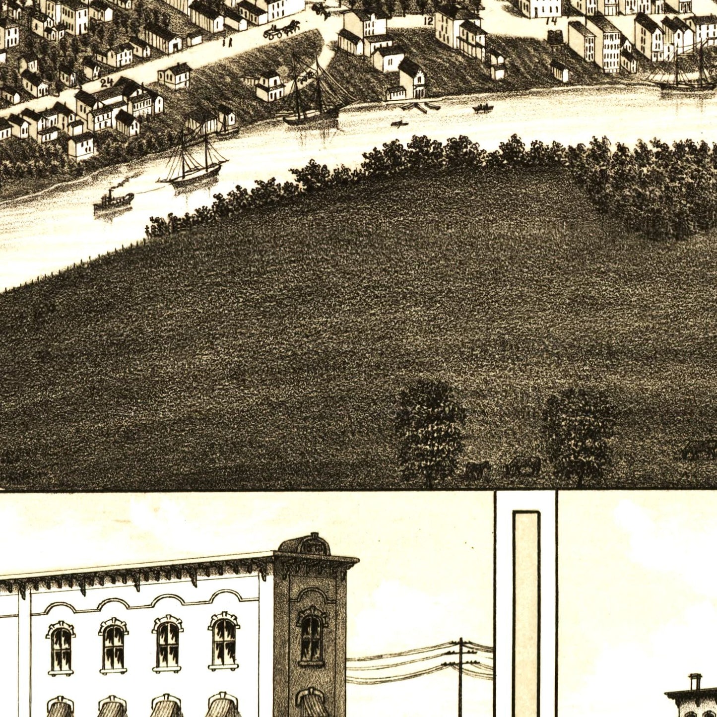 Vintage Map of Mt. Clemens, Michigan, 1881