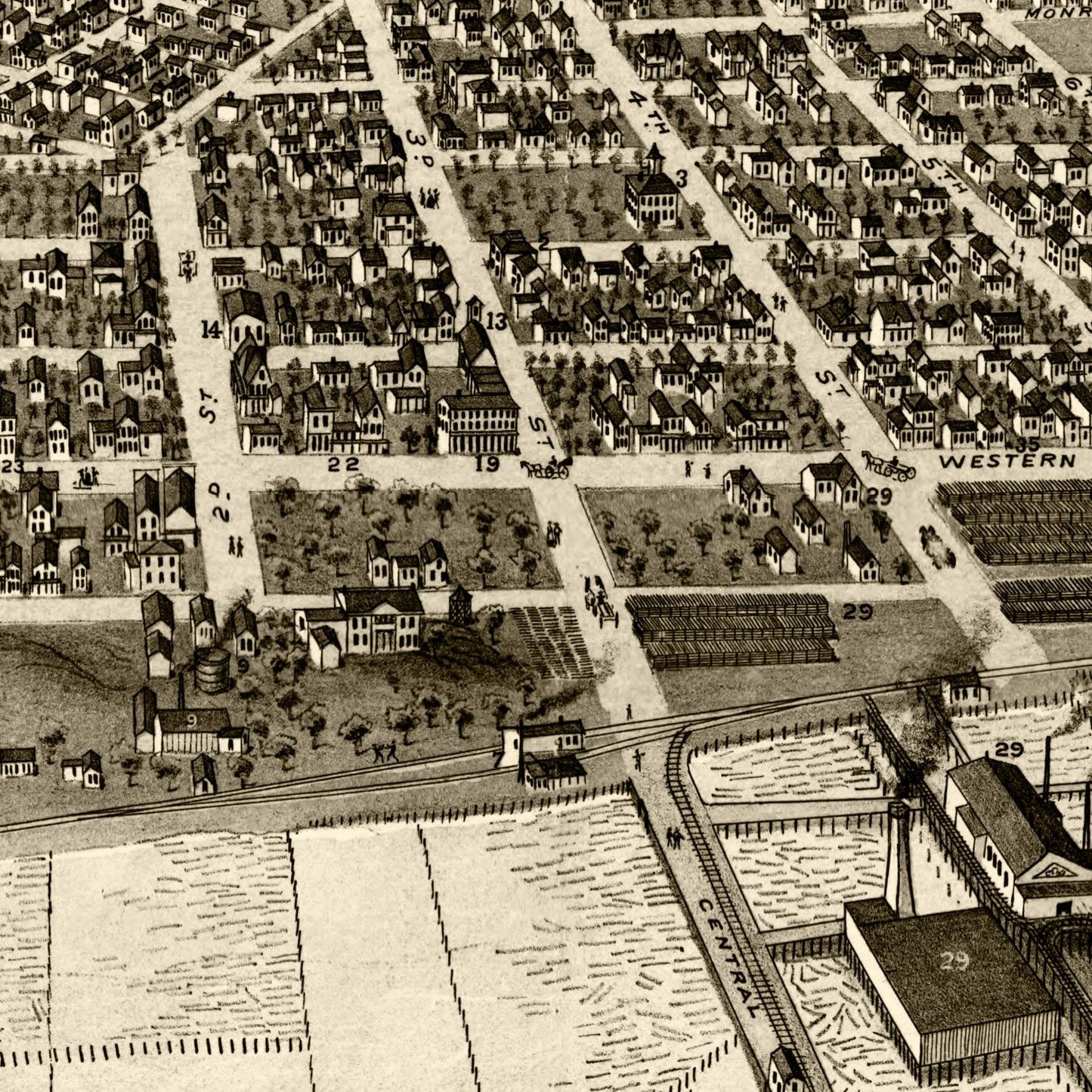 Vintage Map of Muskegon, Michigan, 1874