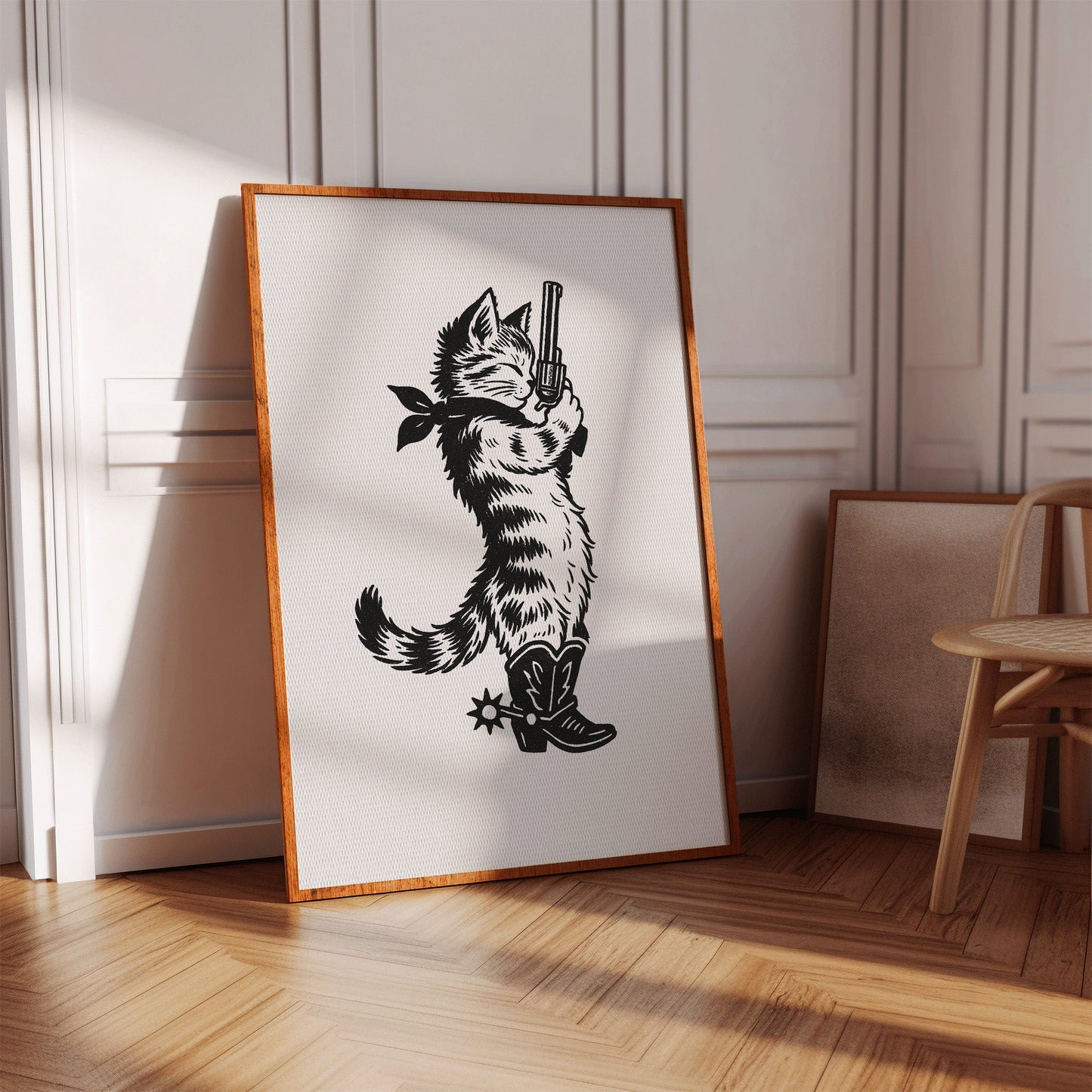 Cowboy Cat Sheriff Western Cat Wall Art Print