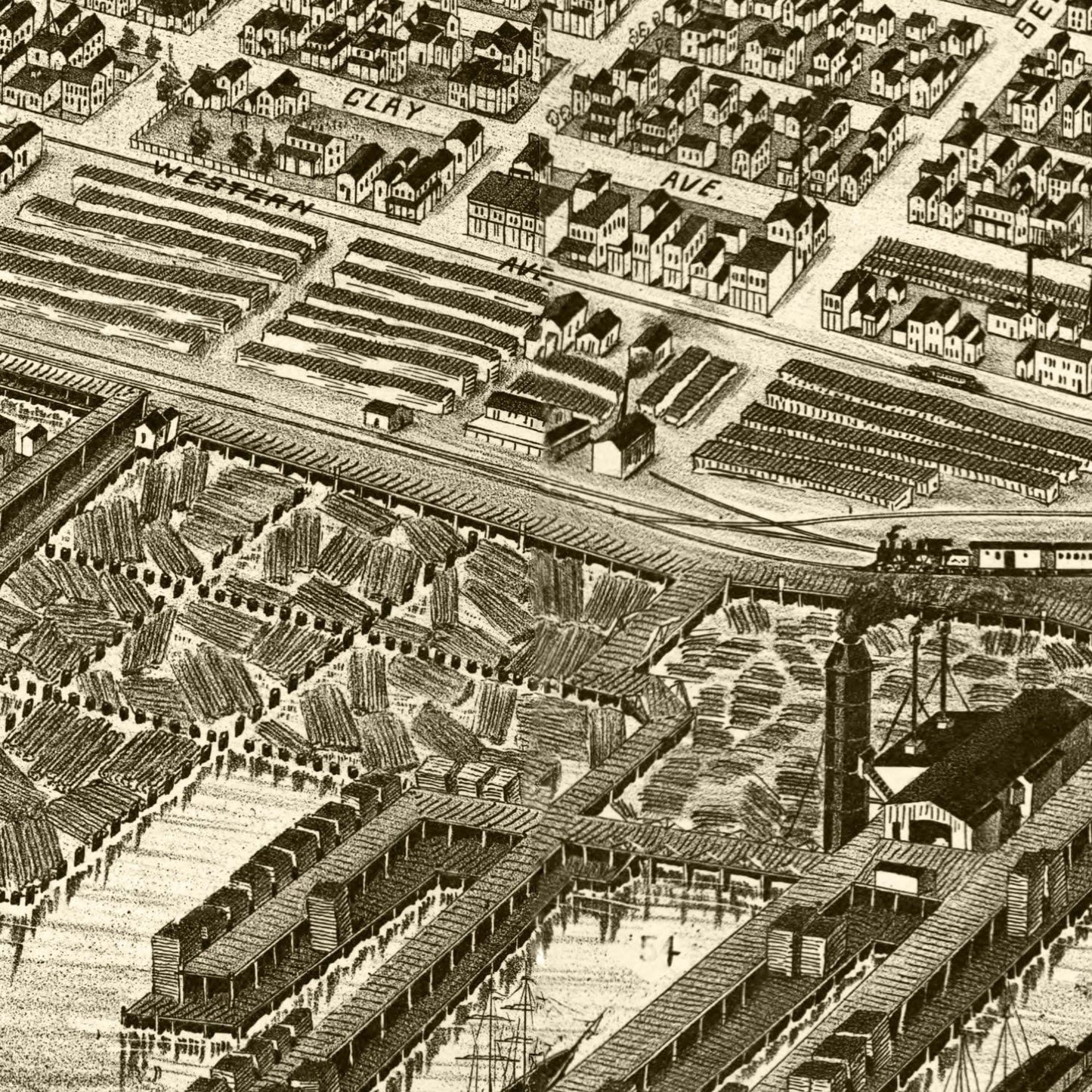 Vintage Map of Muskegon, Michigan, 1889