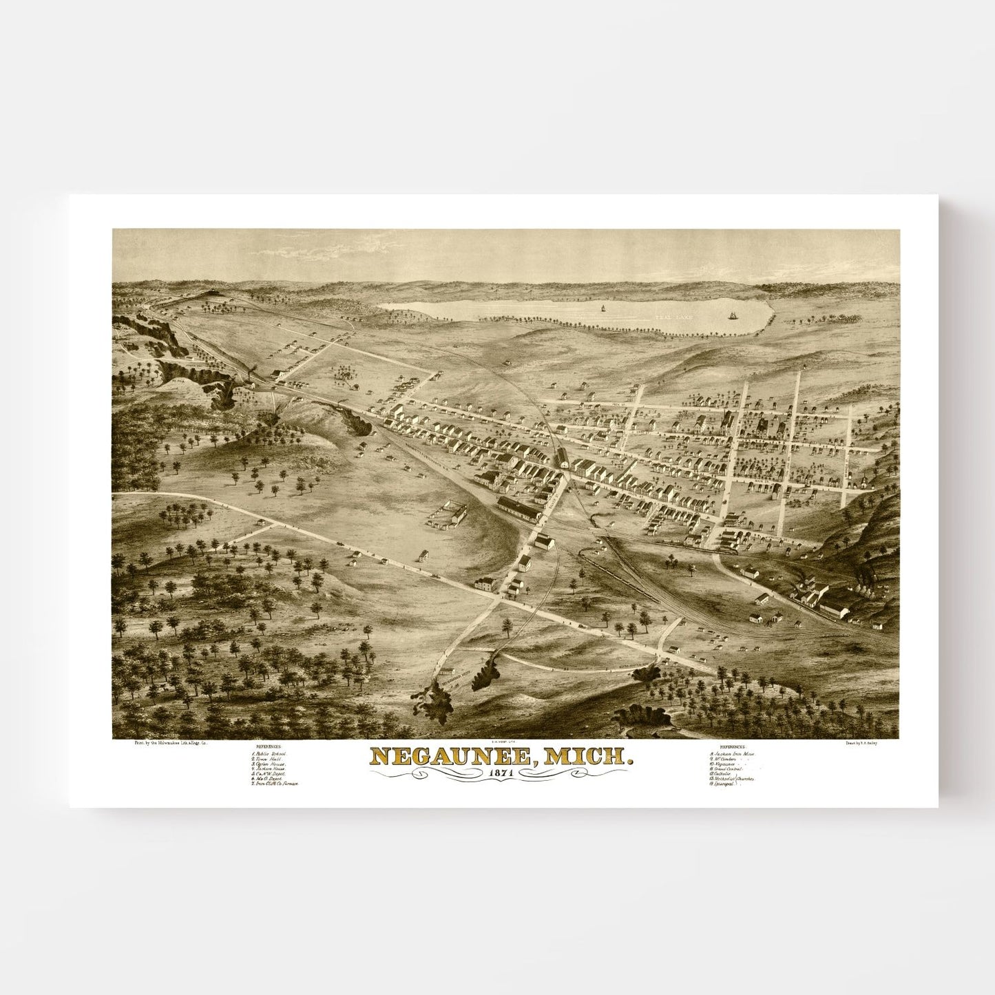 Vintage Map of Negaunee, Michigan, 1871