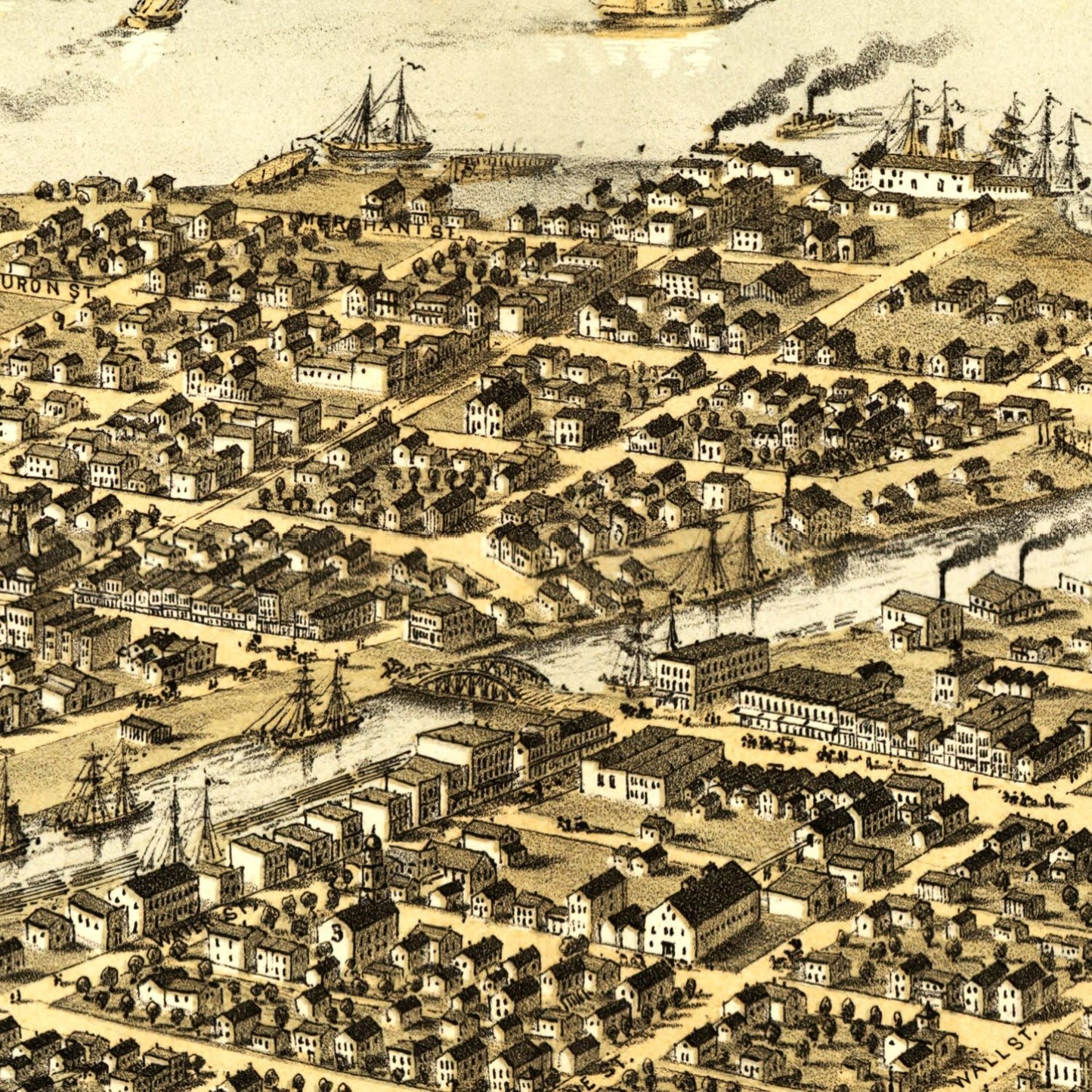 Vintage Map of Port Huron, Michigan, 1867