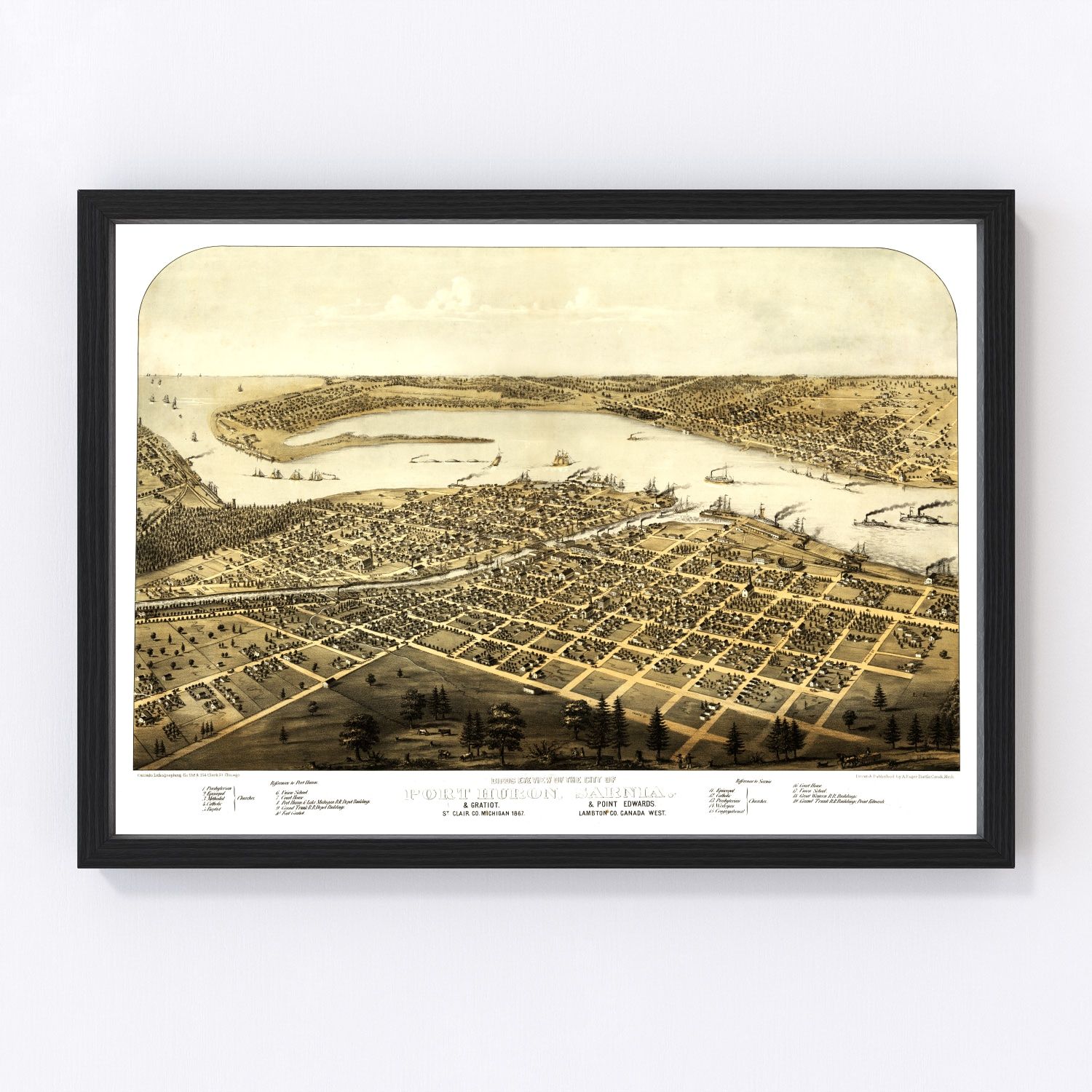 Vintage map of Port Huron, Michigan, 1867
