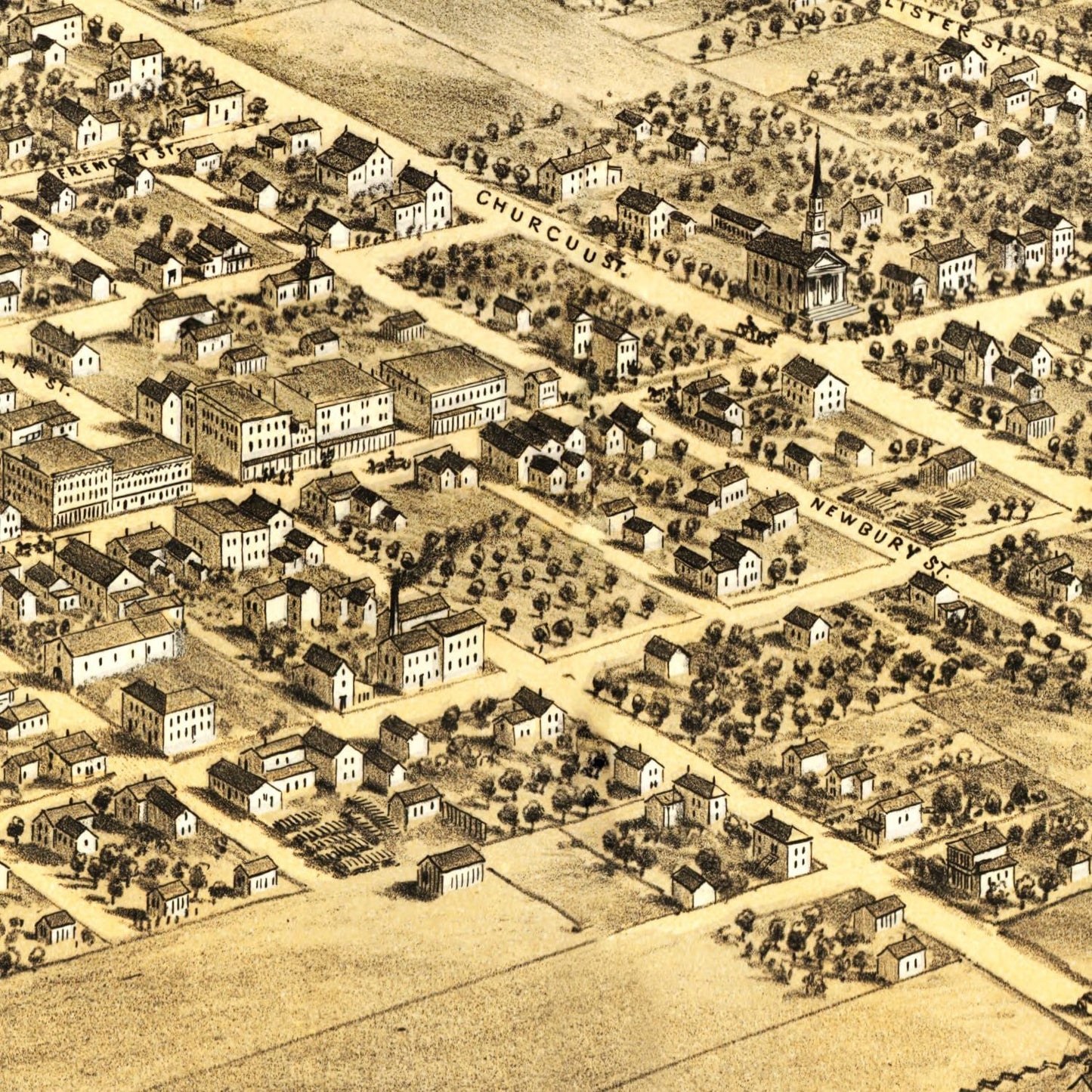 Vintage Map of Romeo, Michigan, 1868