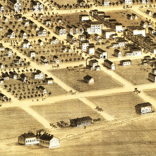 Vintage Map of Saint Johns, Michigan, 1868