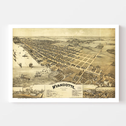 Vintage Map of Wyandotte, Michigan, 1896