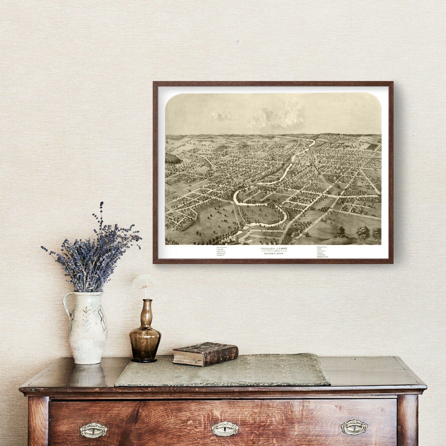 Vintage Map of Ypsilanti, Michigan, 1868