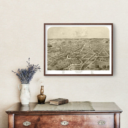 Vintage Map of Ypsilanti, Michigan, 1868
