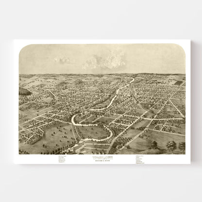 Vintage Map of Ypsilanti, Michigan, 1868