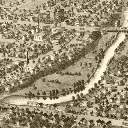 Vintage Map of Ypsilanti, Michigan, 1868
