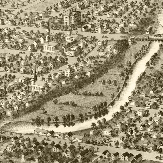 Vintage Map of Ypsilanti, Michigan, 1868