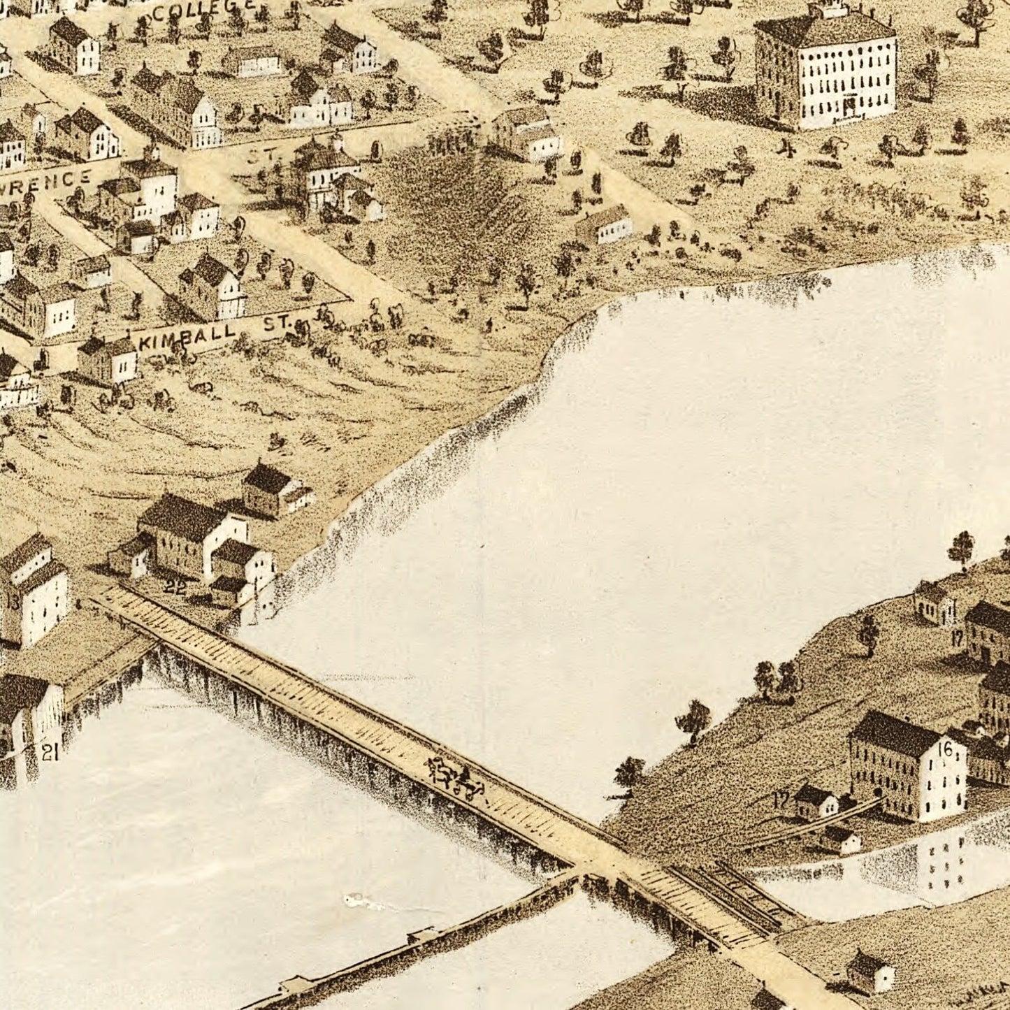 Vintage Map of Appleton, Wisconsin, 1867