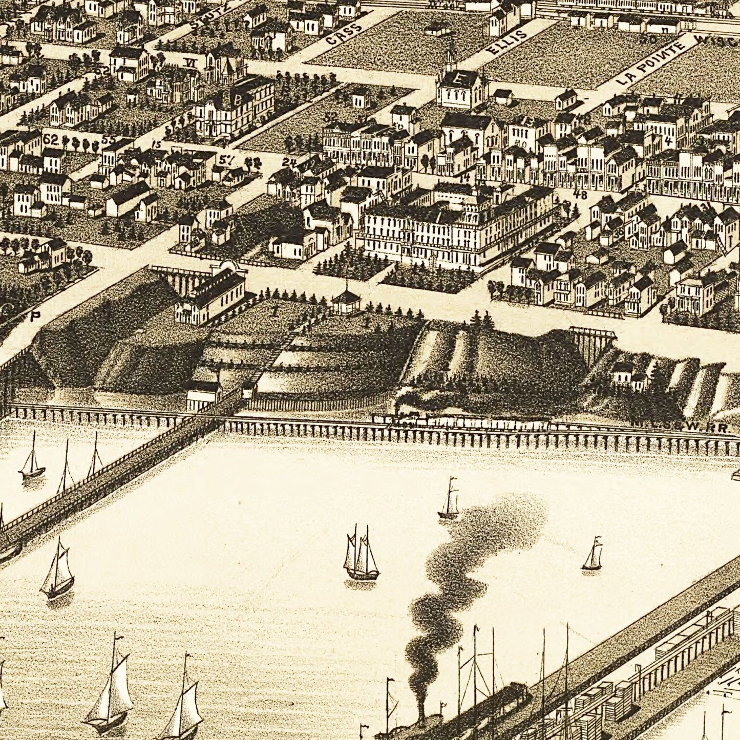 Vintage Map of Ashland, Wisconsin, 1886