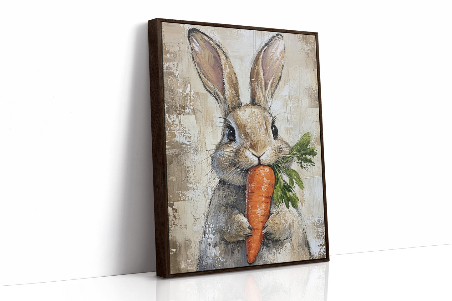Bunny with Carrot Rustic Farmhouse Animal Wall Art Print
