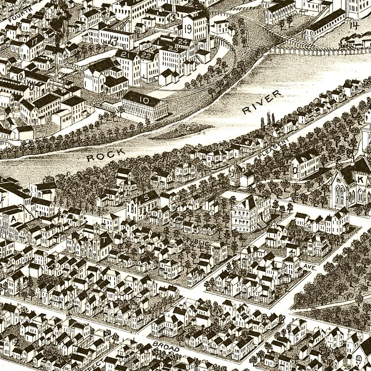 Vintage Map of Beloit, Wisconsin, 1890