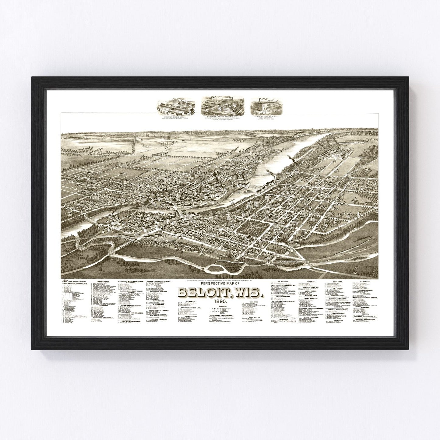 Vintage map of Beloit, Wisconsin, 1890
