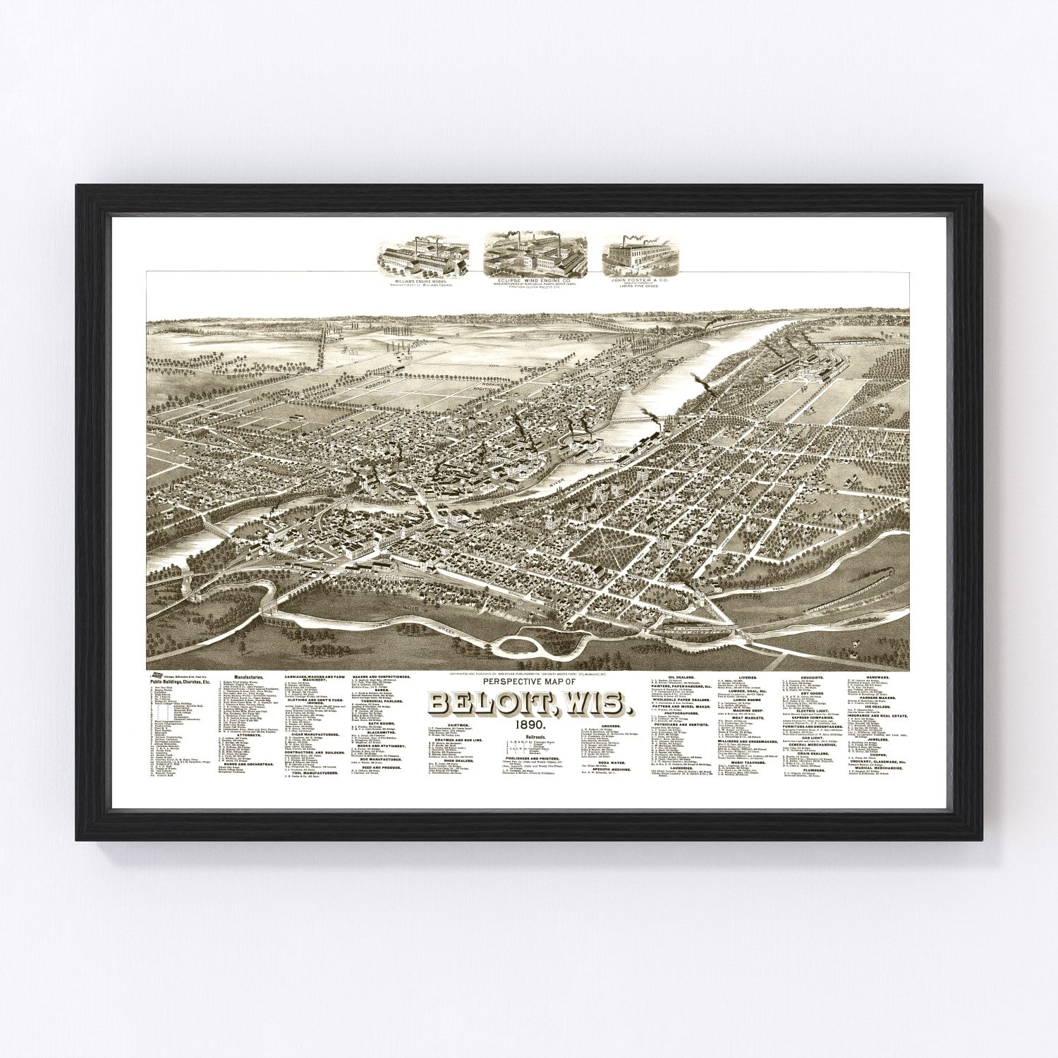 Vintage map of Beloit, Wisconsin, 1890