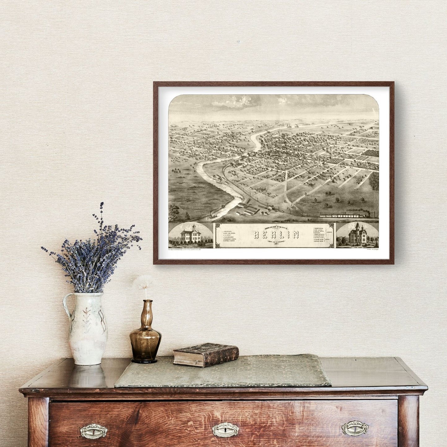 Vintage Map of Berlin, Wisconsin, 1867