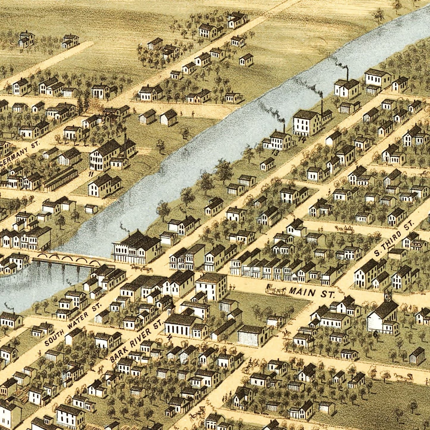 Vintage Map of Fort Atkinson, Wisconsin, 1870