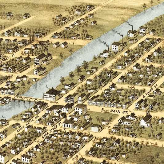 Vintage Map of Fort Atkinson, Wisconsin, 1870