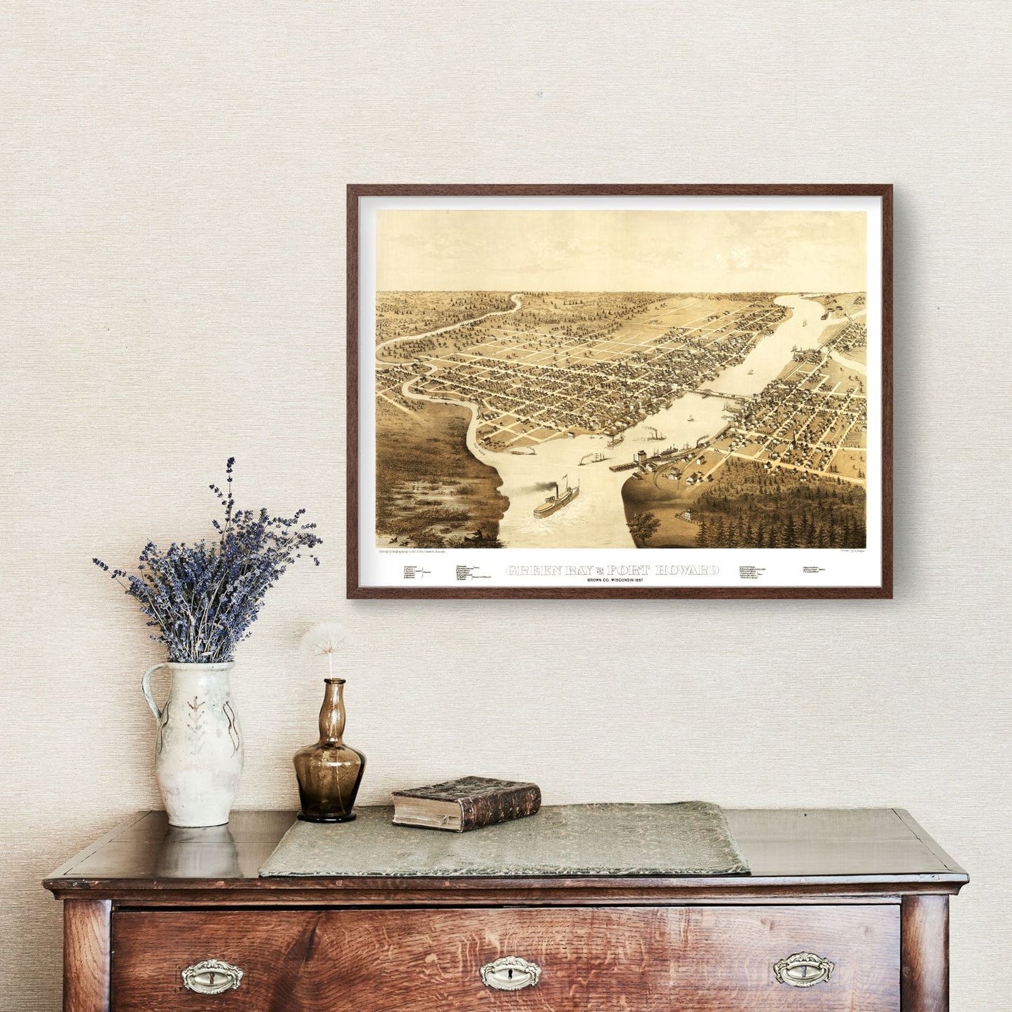 Vintage Map of Green Bay, Wisconsin, 1867