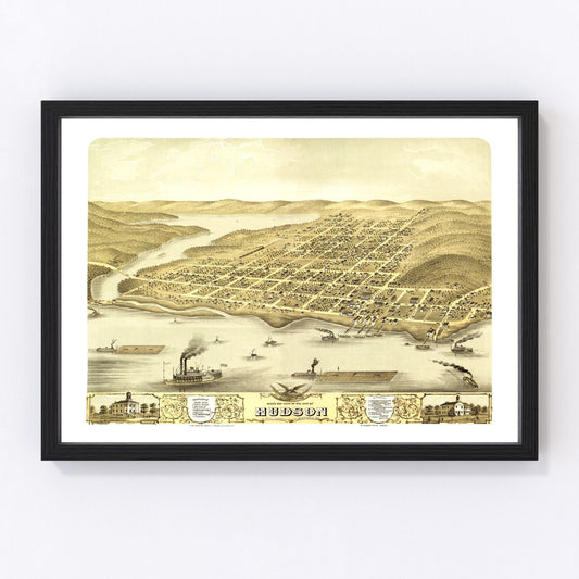 Vintage map of Hudson, St. Croix County, Wisconsin, 1870