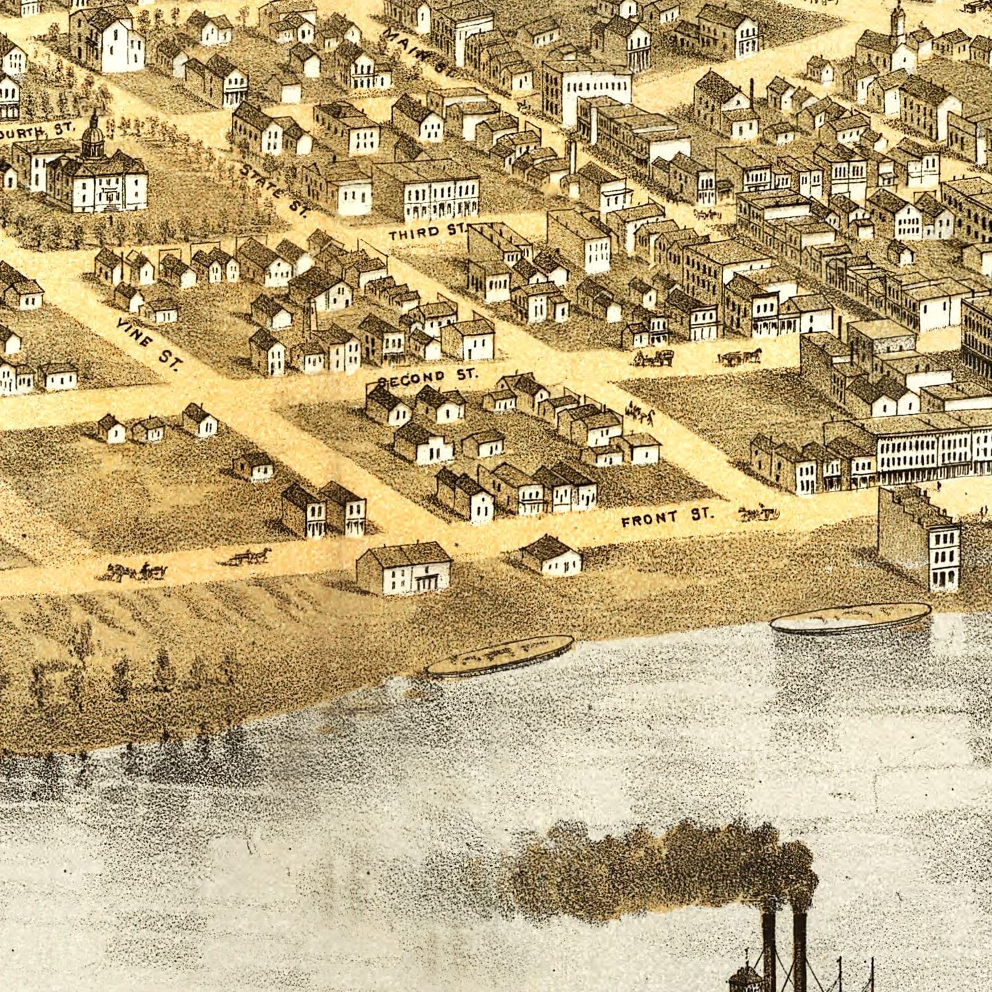 Vintage Map of La Crosse, Wisconsin, 1867
