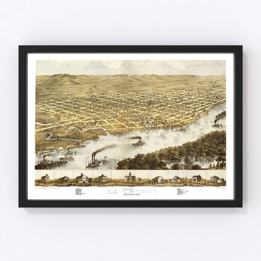 vintage map of La Crosse, Wisconsin, 1867