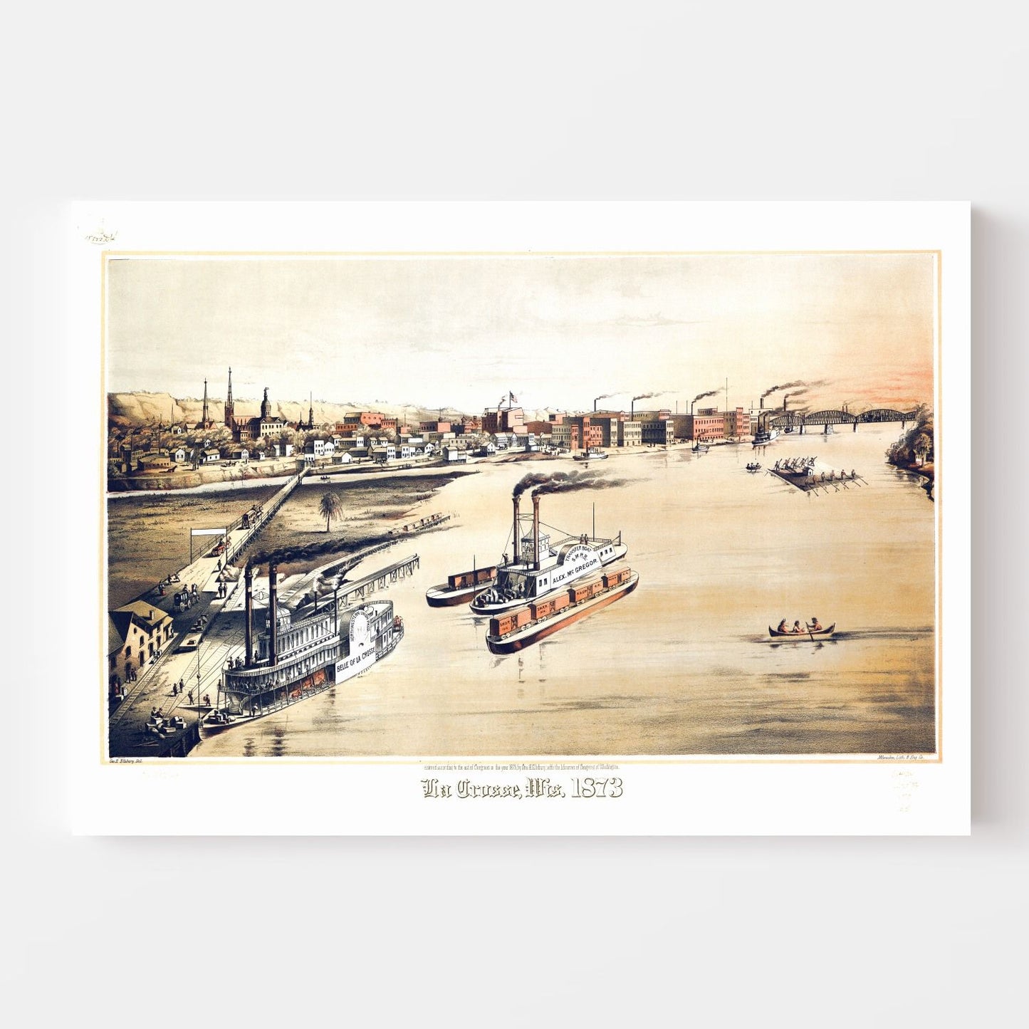 Vintage Map of La Crosse, Wisconsin, 1873
