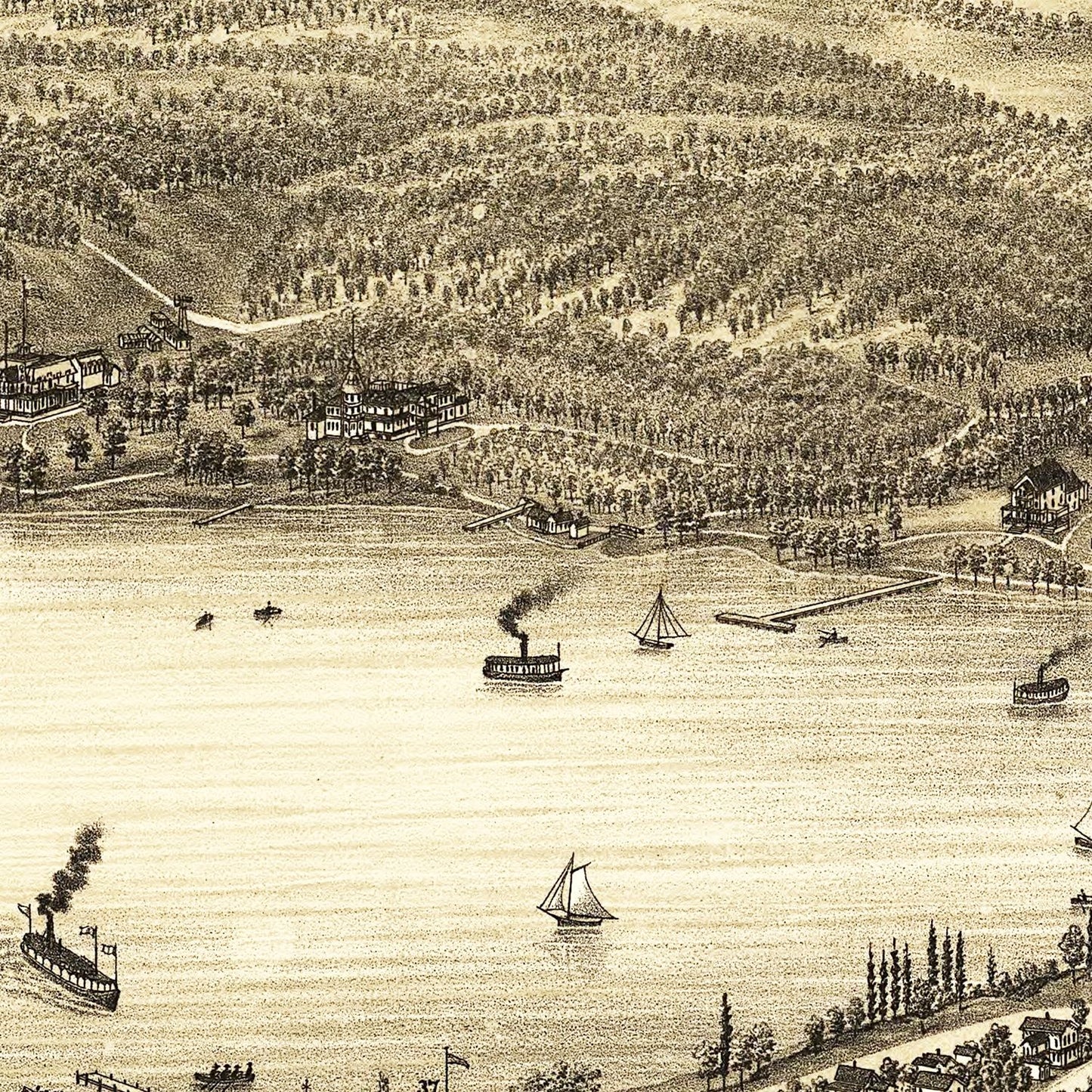 Vintage Map of Lake Geneva, Wisconsin, 1882