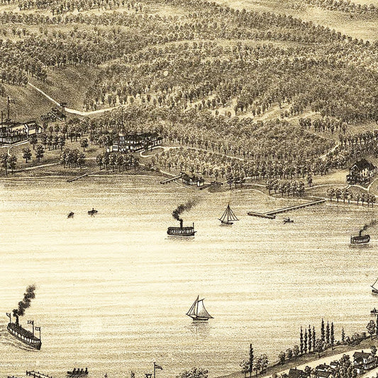 Vintage Map of Lake Geneva, Wisconsin, 1882