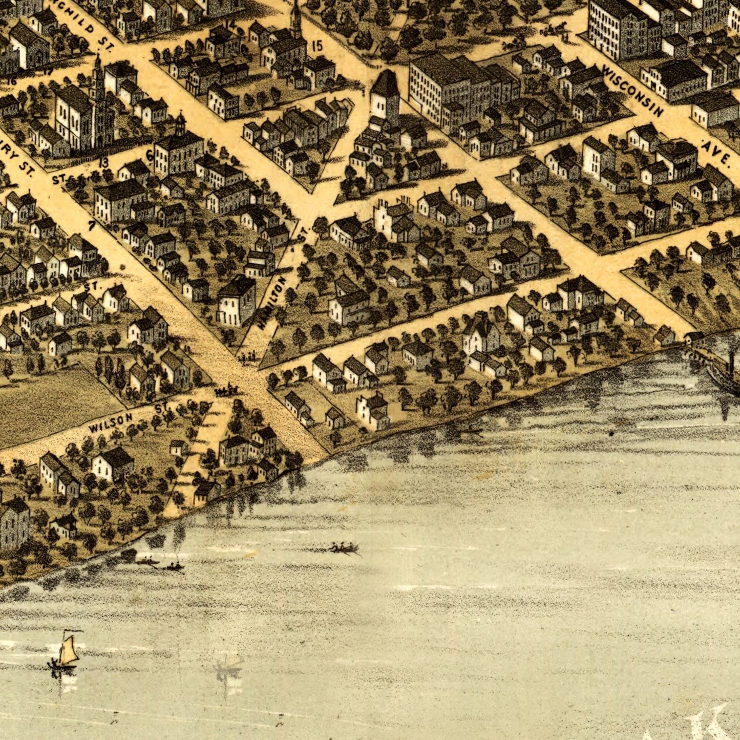 Vintage Map of Madison, Wisconsin, 1867