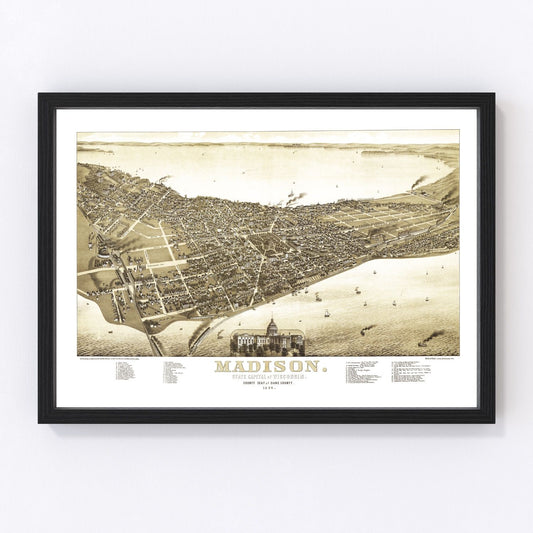 Vintage map of Madison, Wisconsin, 1885