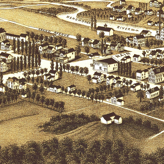 Vintage Map of Menomonee Falls, Wisconsin, 1886
