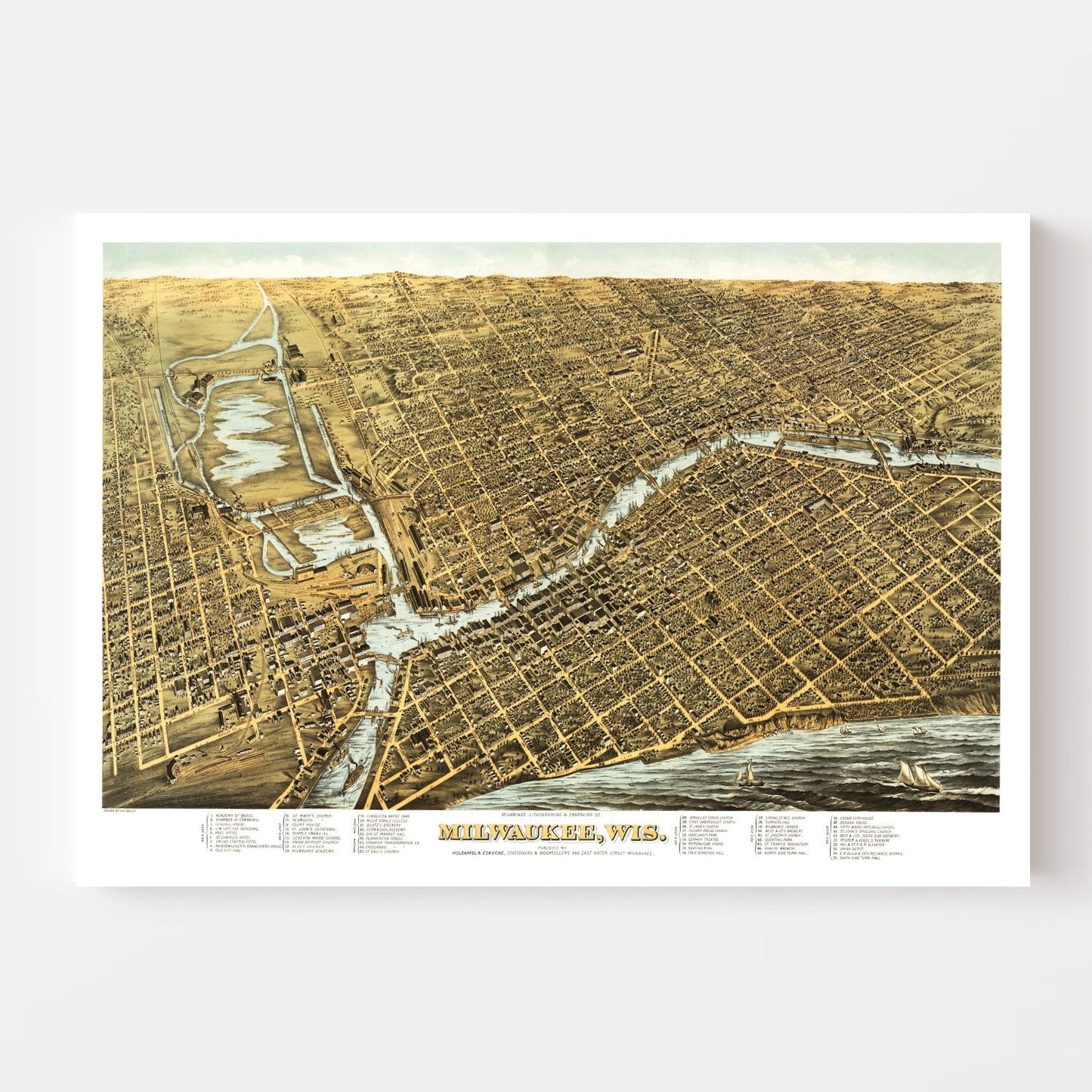 Vintage Map of Milwaukee, Wisconsin, 1872