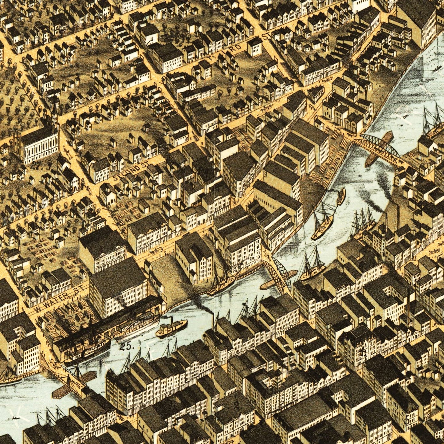 Vintage Map of Milwaukee, Wisconsin, 1872