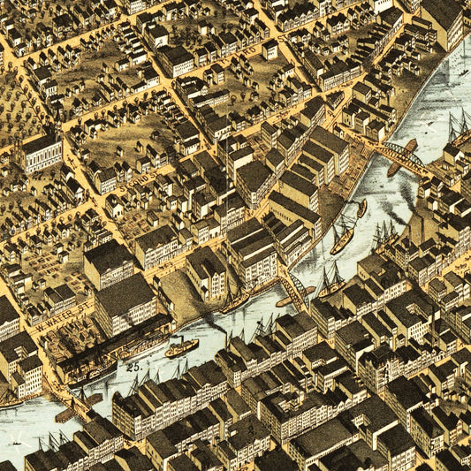 Vintage Map of Milwaukee, Wisconsin, 1872