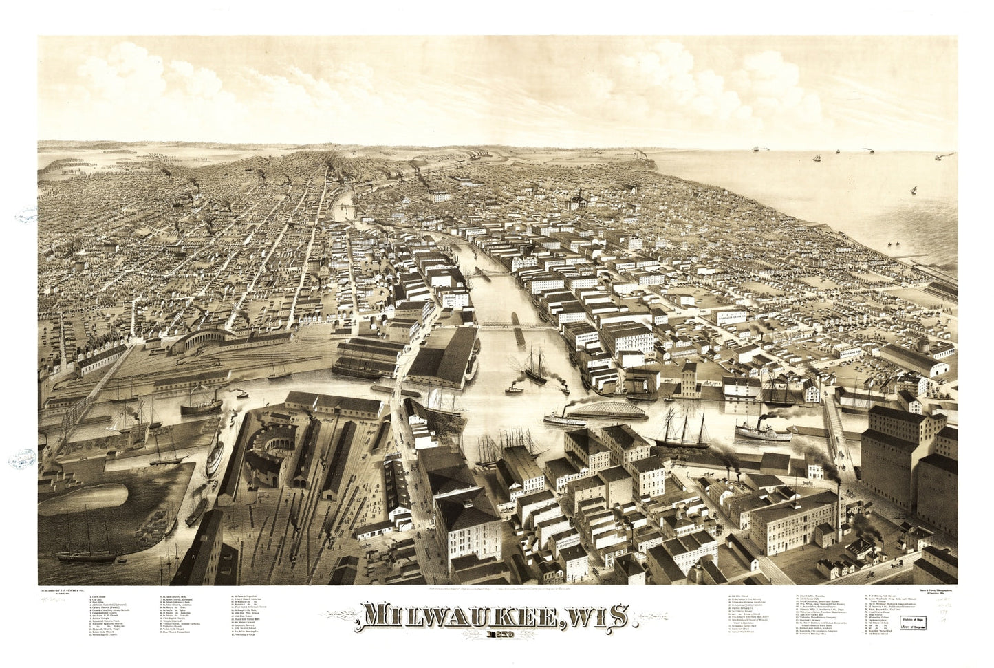Vintage Map of Milwaukee, Wisconsin, 1879