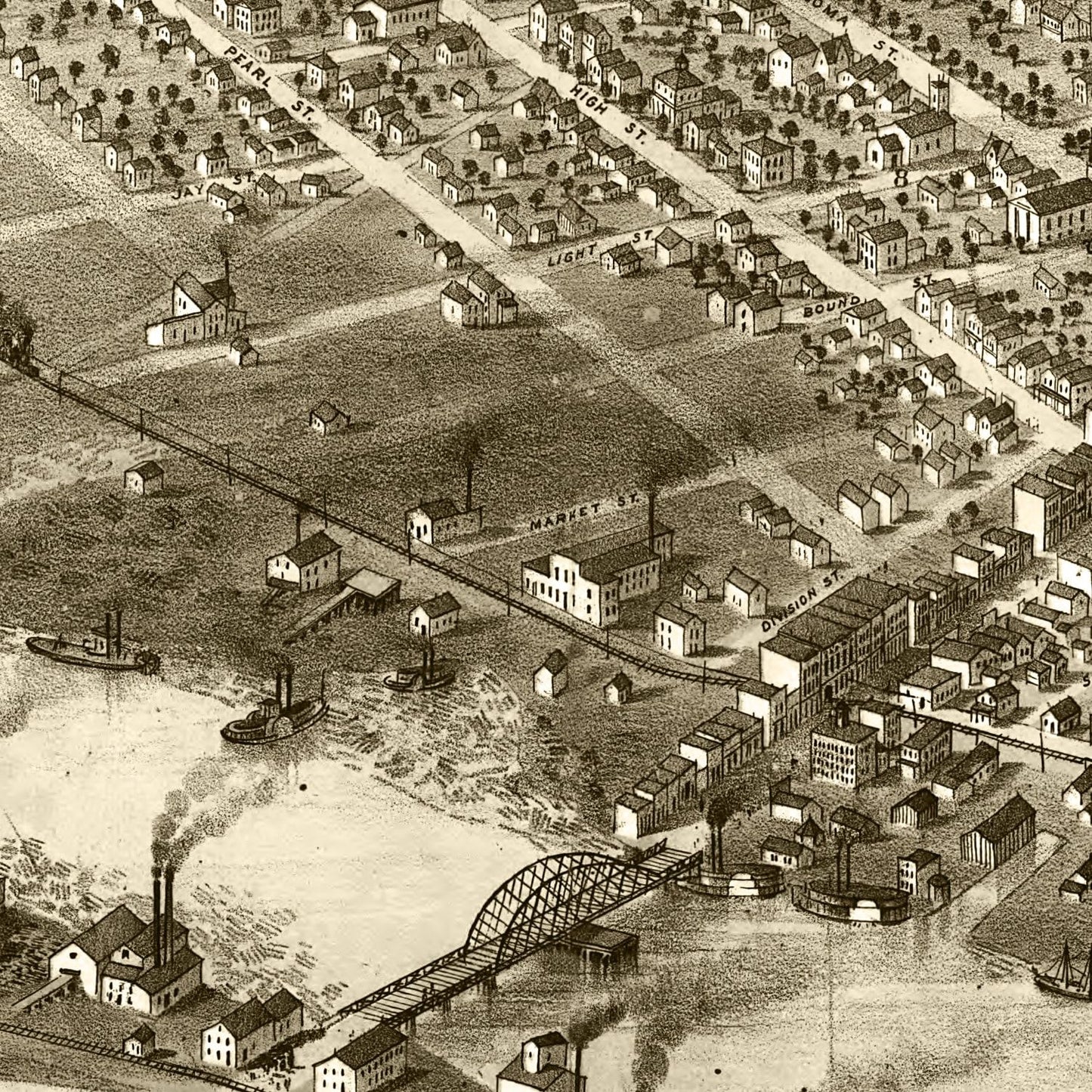 Vintage Map of Oshkosh, Wisconsin, 1867