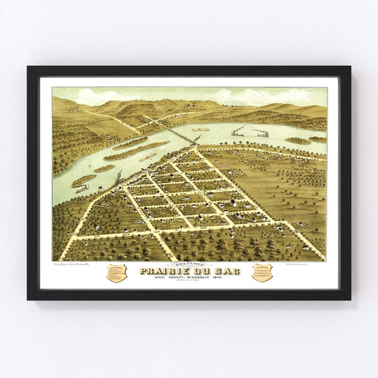 Vintage map of Prairie du Sac, Wisconsin, 1870