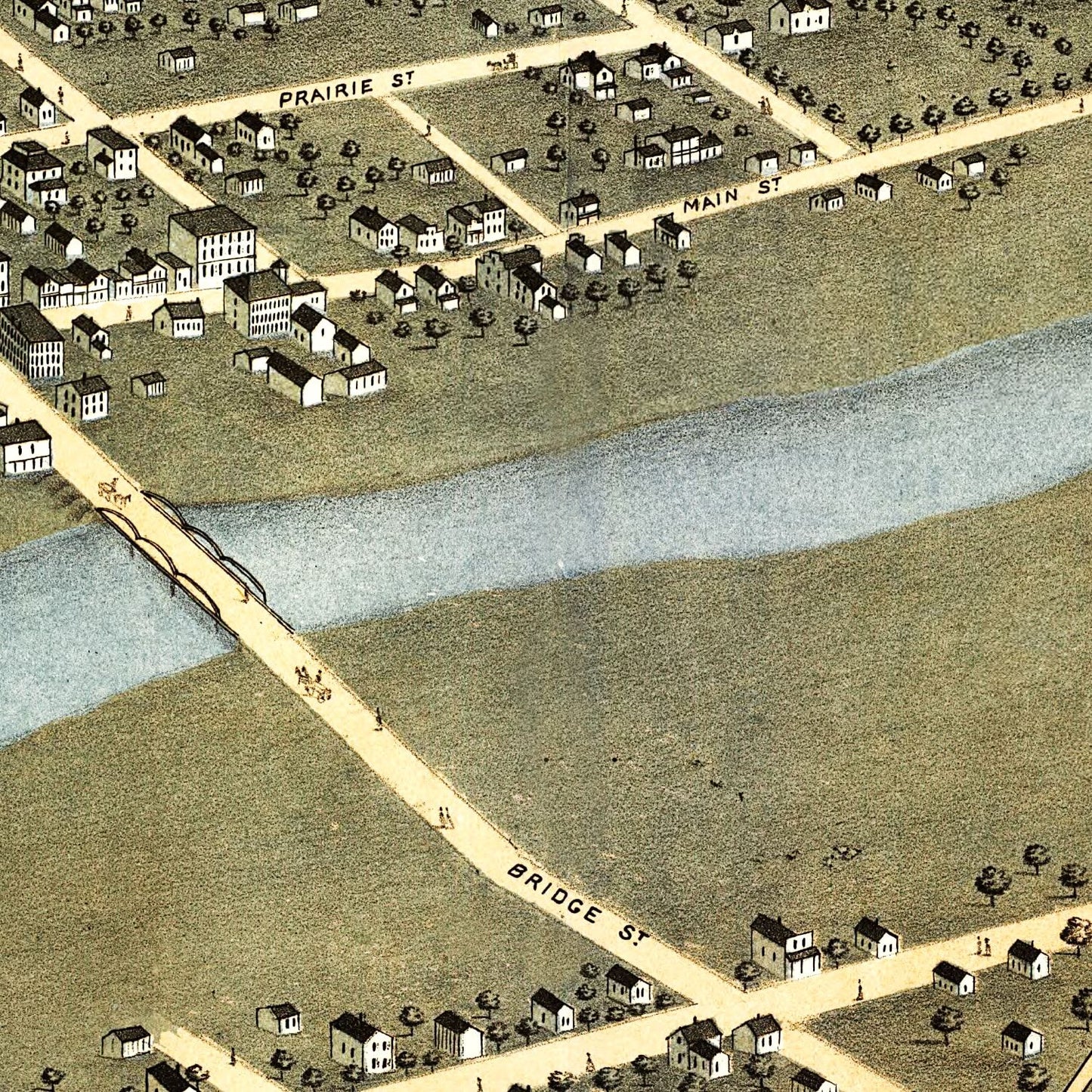 Vintage Map of Prairie du Chien, Wisconsin, 1870