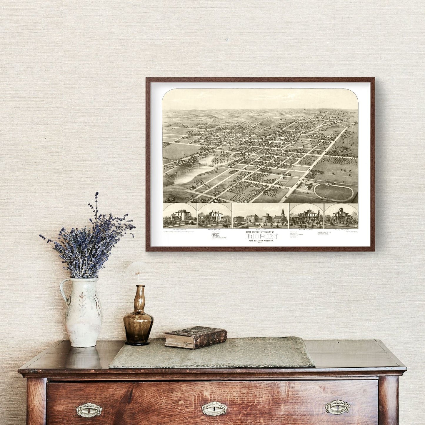 Vintage Map of Ripon, Wisconsin, 1867