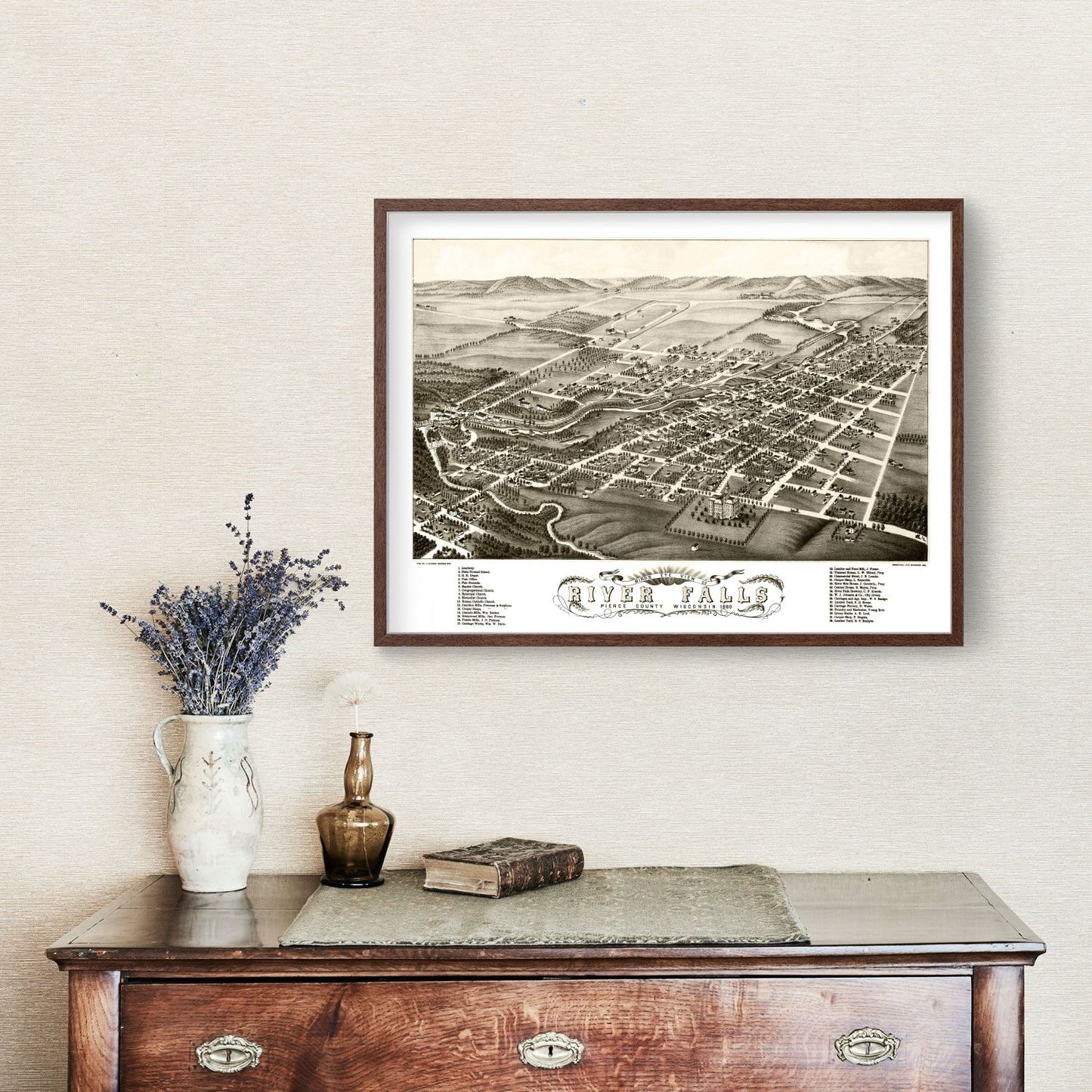 Vintage Map of River Falls, Wisconsin, 1880