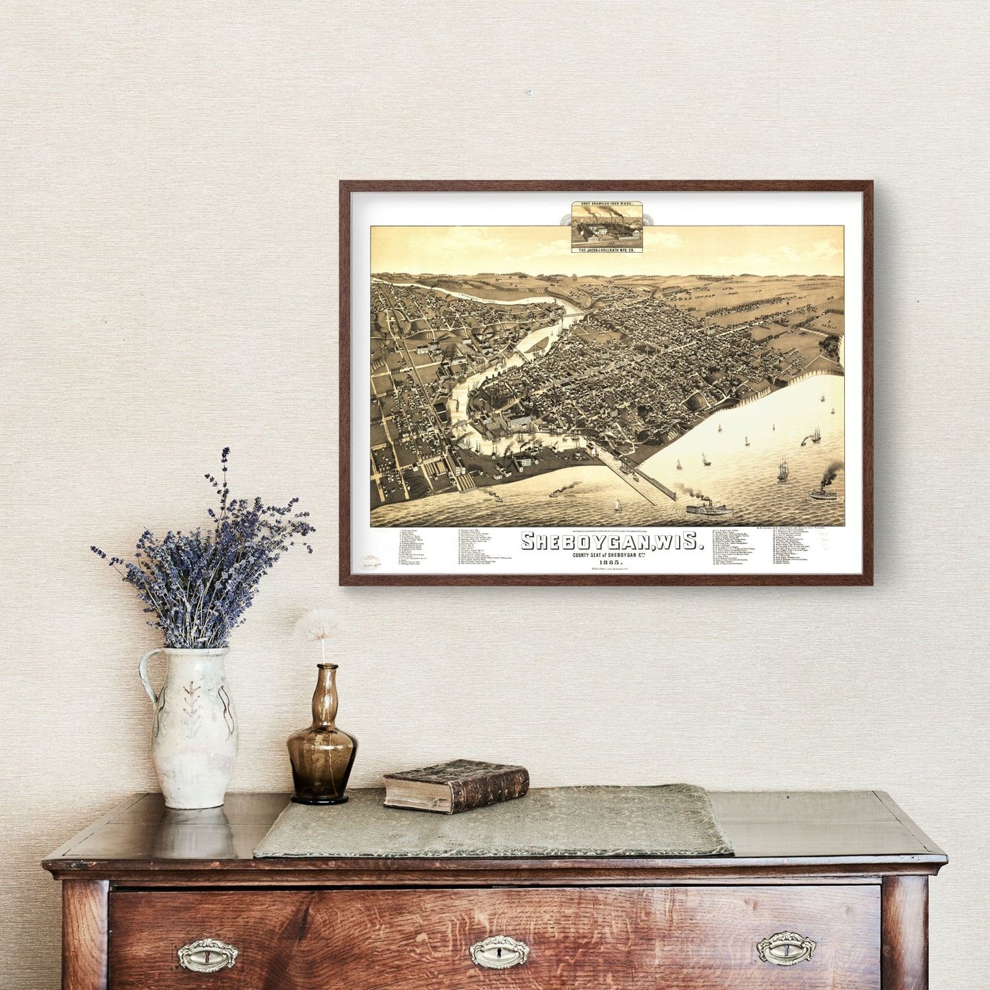 Vintage Map of Sheboygan, Wisconsin, 1885
